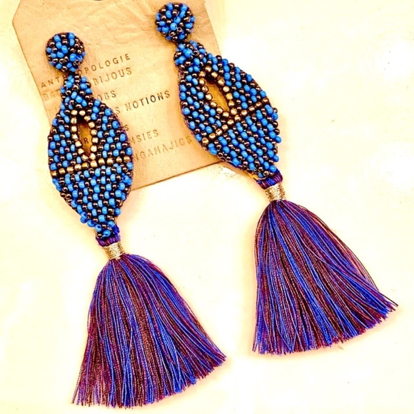 NWT Anthropologie Deepa Beaded Tassel Chandeliers - Picture 4 of 11